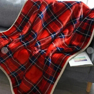 PLAID SHERPA FLEECE THROW BLANKET
